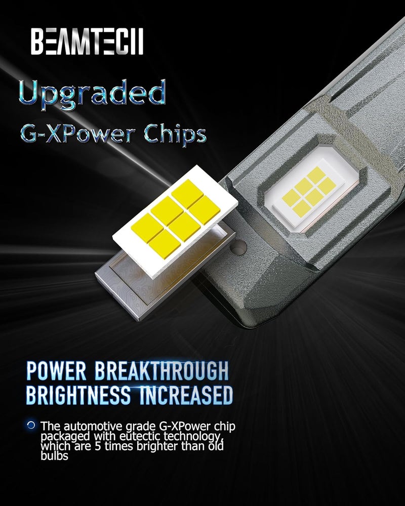 BEAMTECH H11 Bulbs, H8 H9 Fog Light Bulb, G-XPower Chips 500% Brighter 6500K Xenon White Plug and Play, Pack of 2 - Image 3